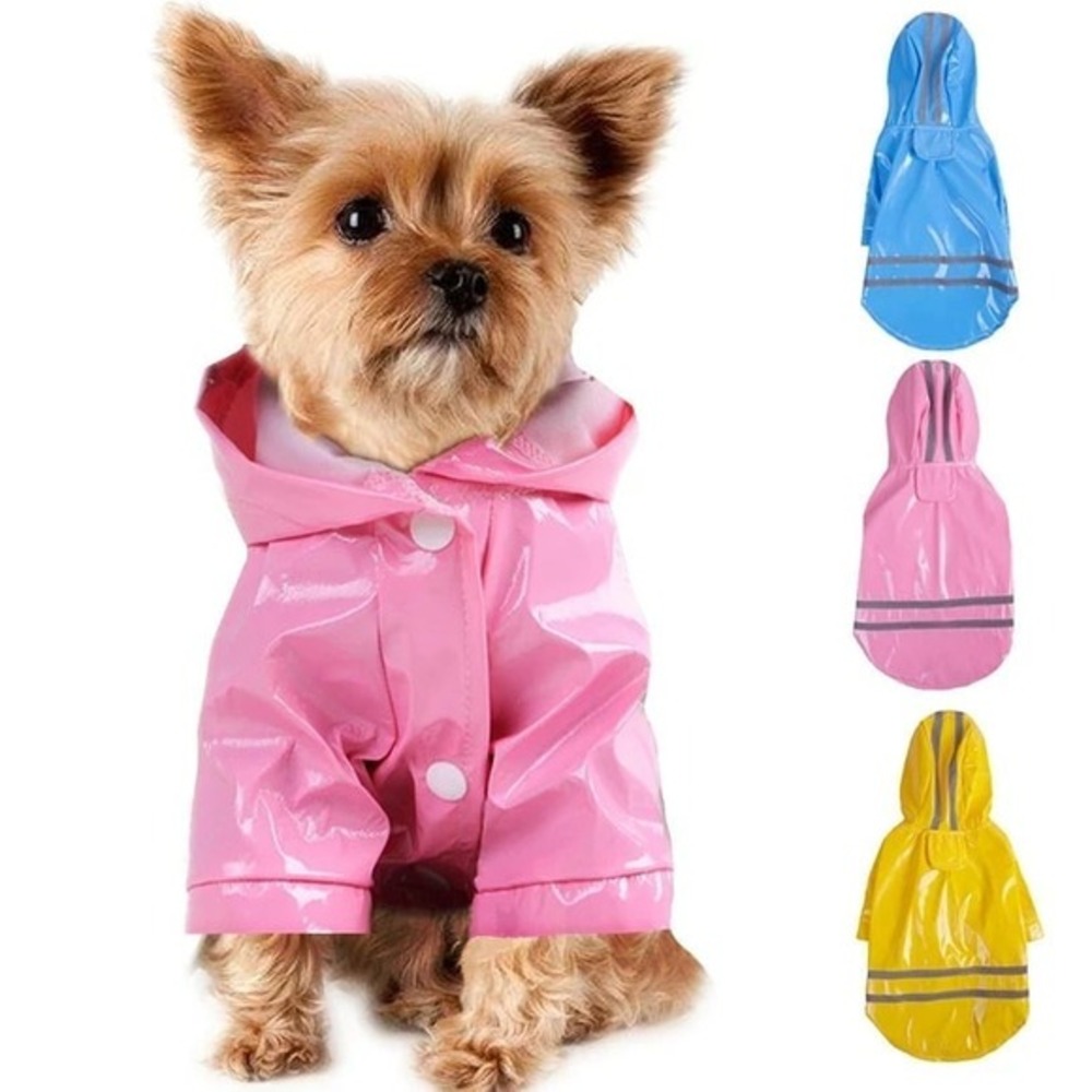 Dog/Pet/Puppy LARGE BLACK Hooded Waterproof Raincoat Reflective Jacket